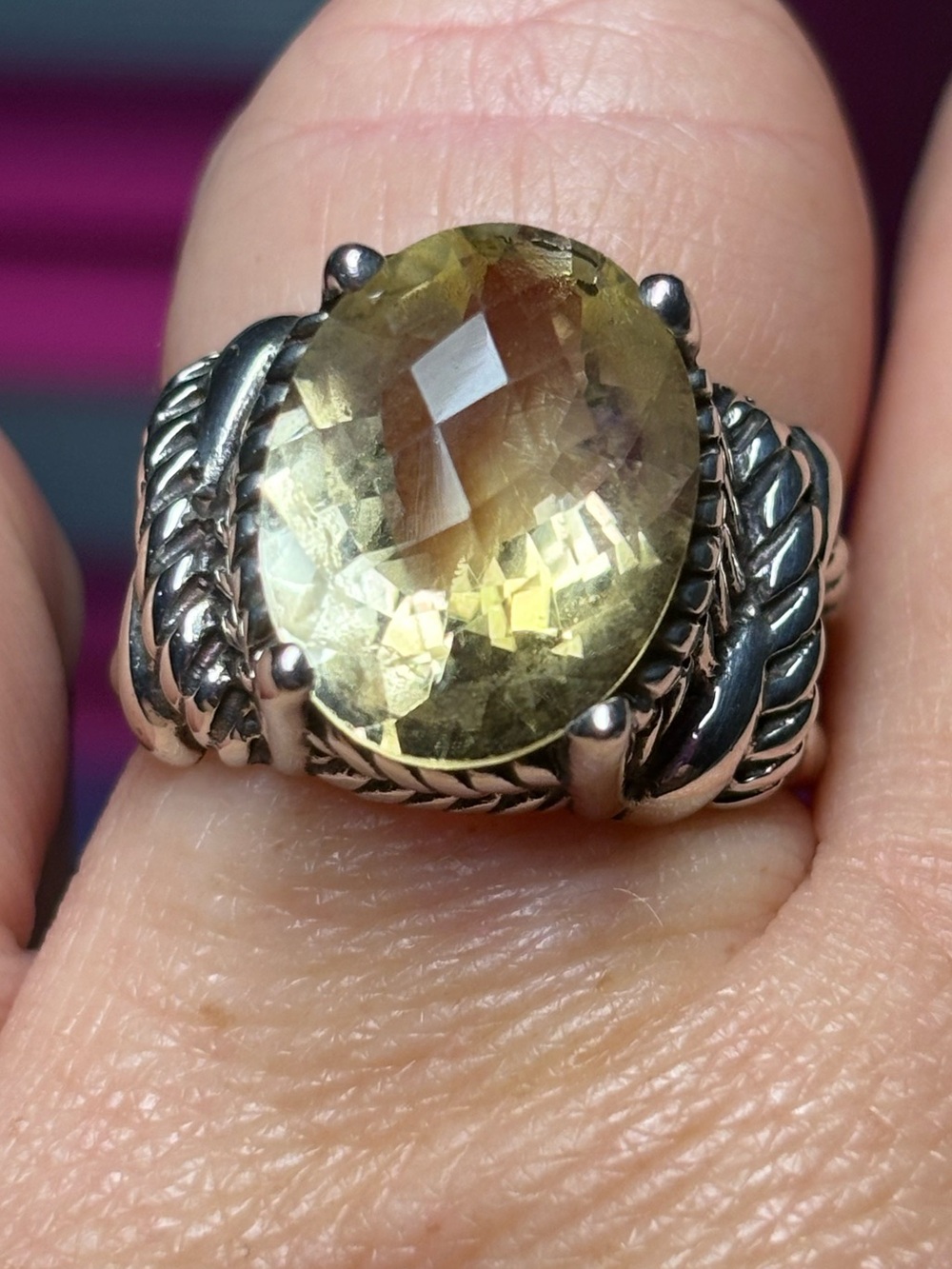 Sterling Silver Citrine Ring. Size 9.